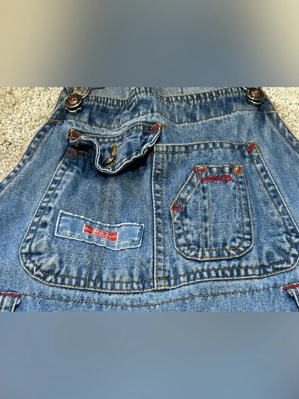 Squeeze Jeans Vintage Y2K Denim Short Overalls Romper Size L